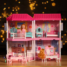 Load image into Gallery viewer, Girls Pretend Toy Handmade Doll house Castle DIY House Toy Miniature Dollhouse Birthday Gifts Educational Toys Doll Villa Girl
