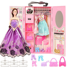 Load image into Gallery viewer, Fashion dollhouse Accessories Clothes Dresses Toys For Kids Doll Wardrobe closet dolls house furniture For Barbie Game DIY Gift
