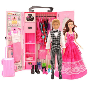 Fashion dollhouse Accessories Clothes Dresses Toys For Kids Doll Wardrobe closet dolls house furniture For Barbie Game DIY Gift