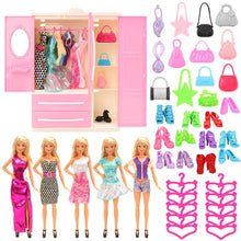 Load image into Gallery viewer, Fashion dollhouse Accessories Clothes Dresses Toys For Kids Doll Wardrobe closet dolls house furniture For Barbie Game DIY Gift
