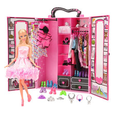 Load image into Gallery viewer, Fashion dollhouse Accessories Clothes Dresses Toys For Kids Doll Wardrobe closet dolls house furniture For Barbie Game DIY Gift
