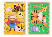 Load image into Gallery viewer, Double Sided Strip 3D Puzzles Baby Toy Wooden Montessori Materials Educational Toys For Children Large Bricks Kids Learning Toys

