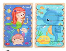 Load image into Gallery viewer, Double Sided Strip 3D Puzzles Baby Toy Wooden Montessori Materials Educational Toys For Children Large Bricks Kids Learning Toys
